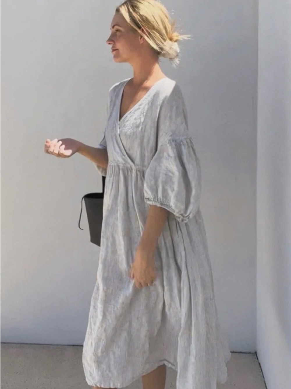 Harper midi dress in beach stripe linen